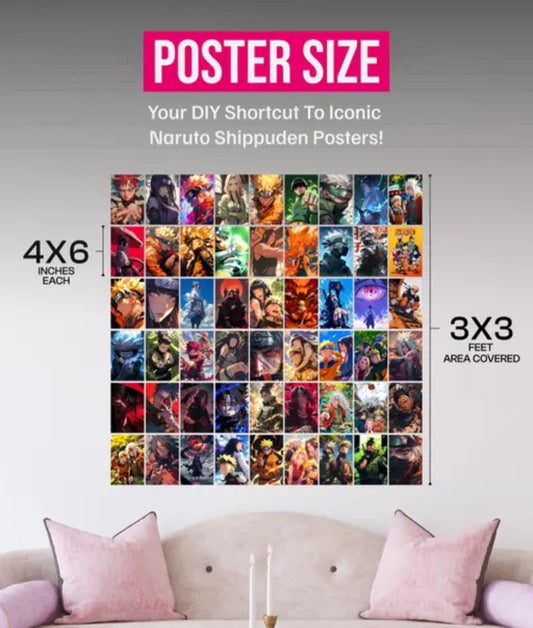 Naruto Anime Mini Posters Set of 54 (4x6 Inches) | High-Quality Wall Art
