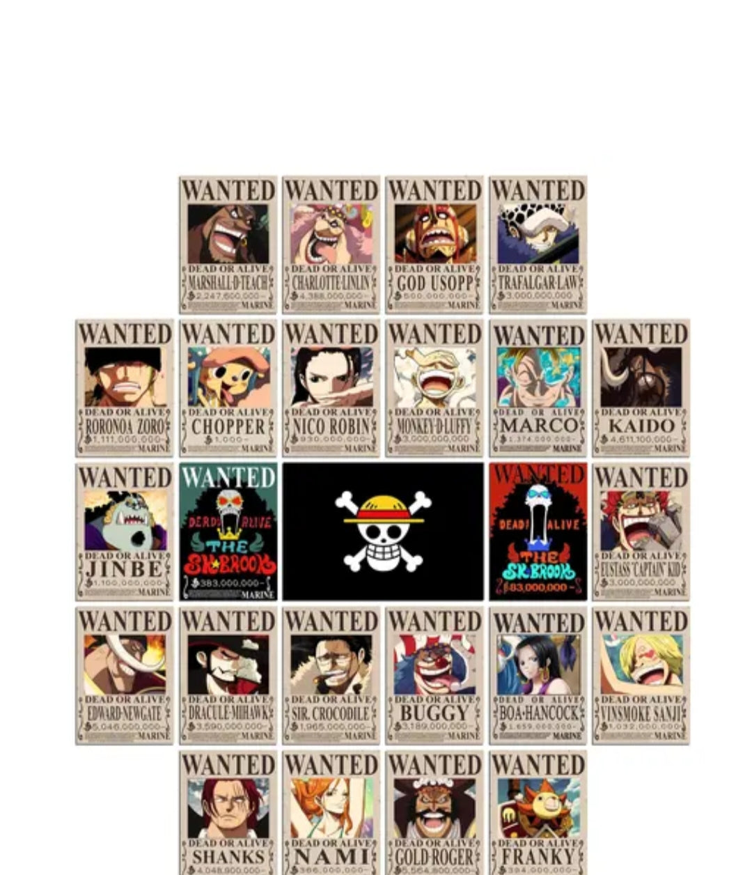 25PCS Anime One Piece Wanted Posters - 4x6 Inches - New Bounty Edition