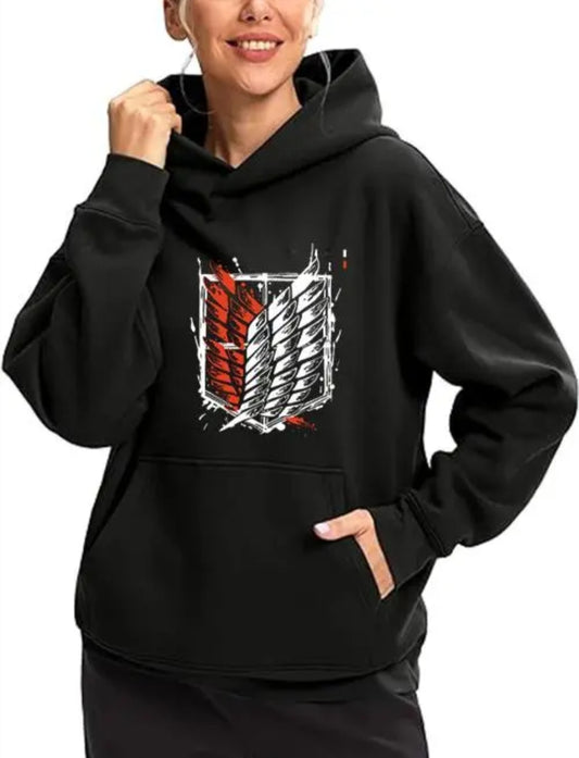Anime Wings Printed Hoodie for Women