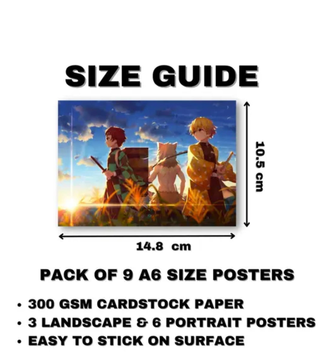 Demon Slayer Posters Pack of 9 - A6 Size