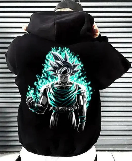 Goku black hoodie Sweatshirt with Hoody Fire Print