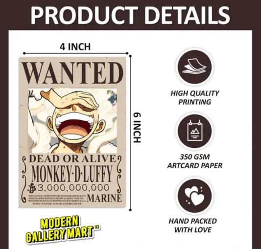 25PCS Anime One Piece Wanted Posters - 4x6 Inches - New Bounty Edition